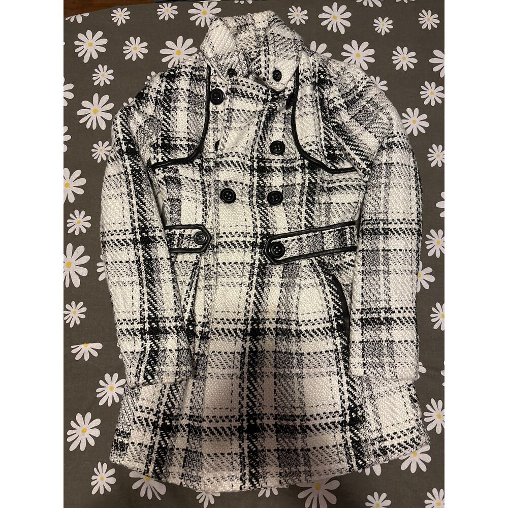 BCX women’s plaid peacoat black and white size M